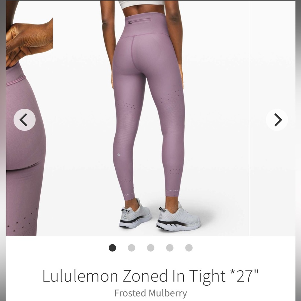 NWT Lululemon Zoned in Tight 27” Frosted Mulberry